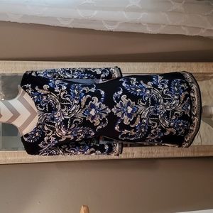 Bodycon Style Dress Geometric Floral Black Blue  Scoop Neck Wedding